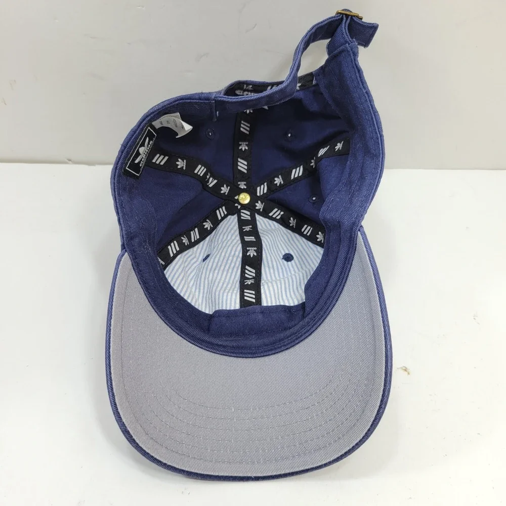 adidas Cap Hat Mens OS Navy Embroidered 3 Stripes Logo Adjustable Strapback